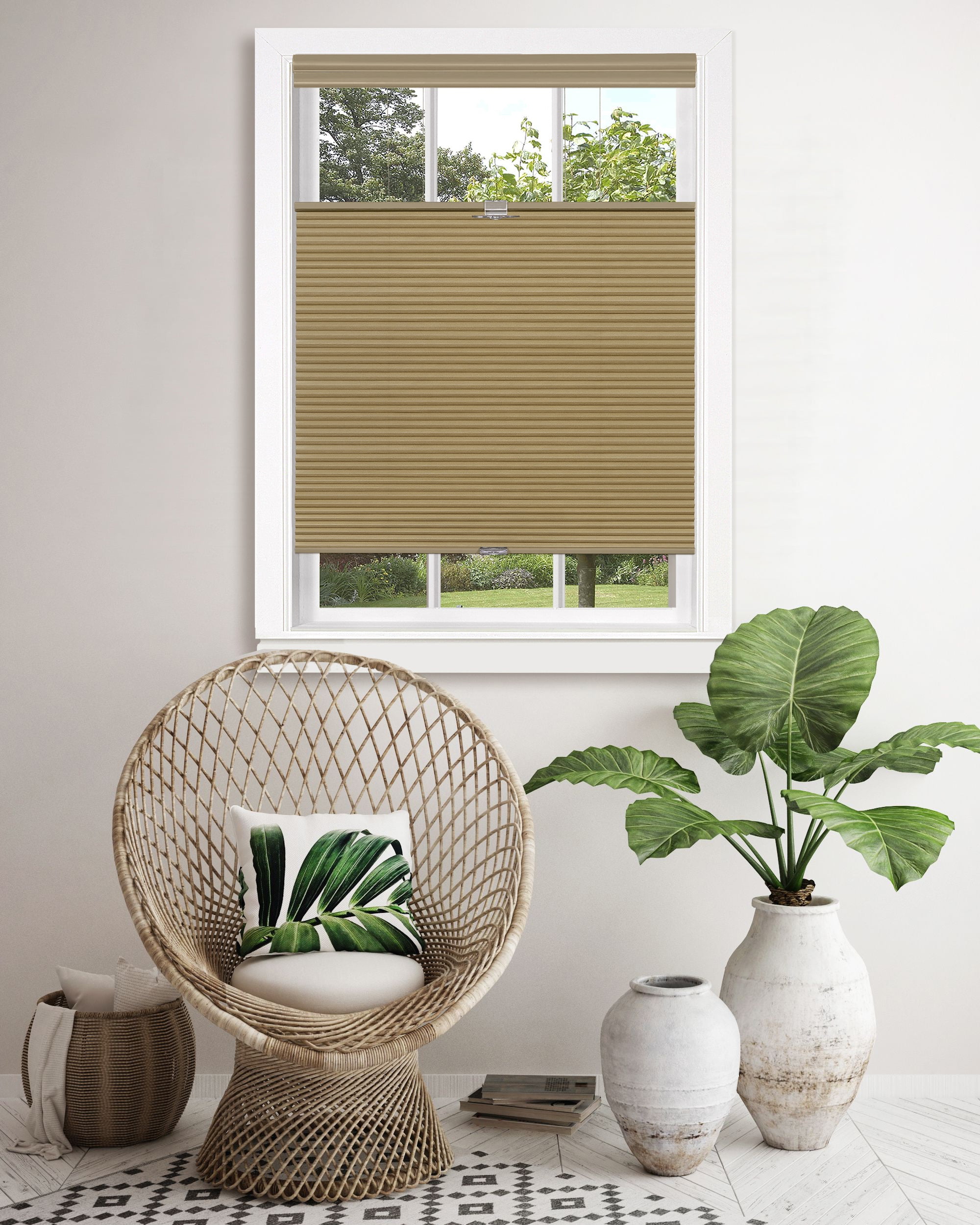 Biltek Privacy 34 W x 64 H Blinds Cellular Pleated Honeycomb Top-Down Cordless Shades