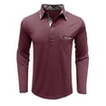 thumbnail image 2 of FYDUU Mens Polo Golf Shirts Men's Shirt Long Sleeve Classic Polo Shirts Casual Button Tee Collared Work Pullover Shirts With Pockets Pullover Classic Golf Top, 2 of 6