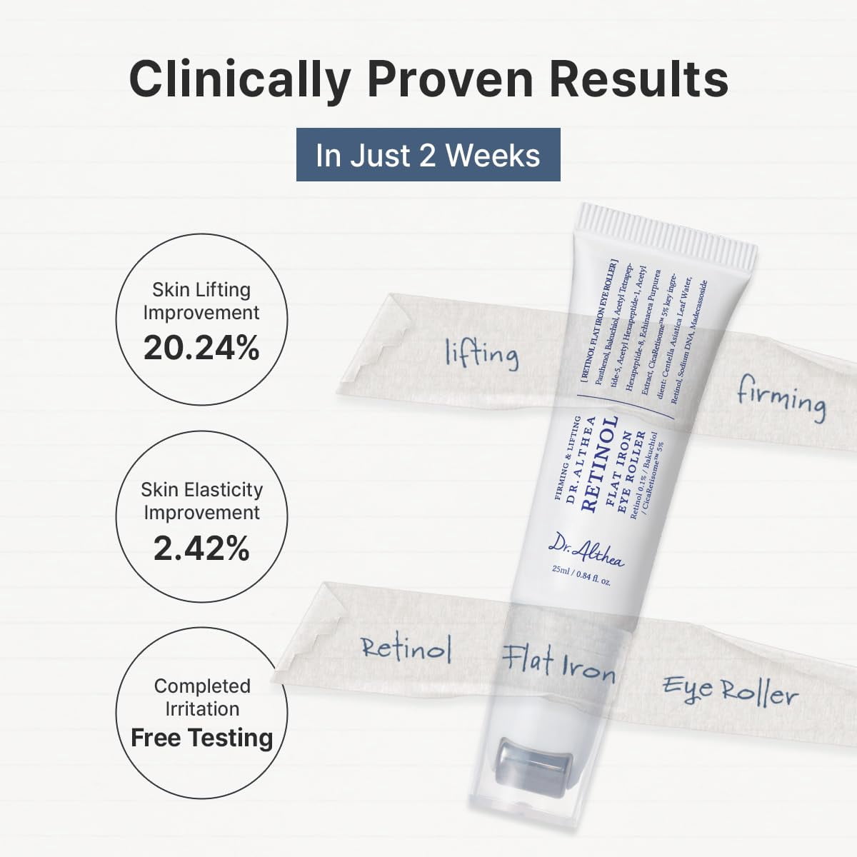 Dr. Althea Retinol Eye Roller Serum with Built-In Massage Applicator, Hydrating Eye Care with Retinol, Bakuchiol & Centella, Vegan Korean Skincare, 0.84 fl oz