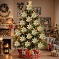 thumbnail image 3 of 24 Pieces 5.5 Inch Christmas Poinsettia Flower Christmas Glitter Artificial Flower with Clips and Sticks Xmas Tree Ornament for Home Wreath Garland Party Decor, 3 of 7
