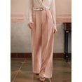 thumbnail image 4 of Women High Waist Floor-Length Straight Wide Leg Commute Suit Trousers Business Casual with Pockets Pink S, 4 of 9