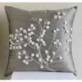 thumbnail image 2 of Fundas de cojín para sofá, gris, con diseño floral de pompones, 45 x 45 cm (18 x 18 pulgadas), cuadradas de seda, con diseño floral de flores de nieve., 2 of 4