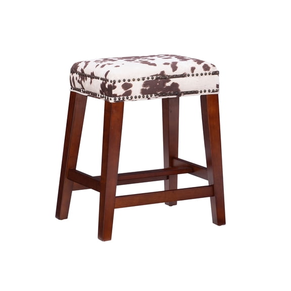 Wyatt Brown Counter Height Bar Stool With Cow Print Upholstery