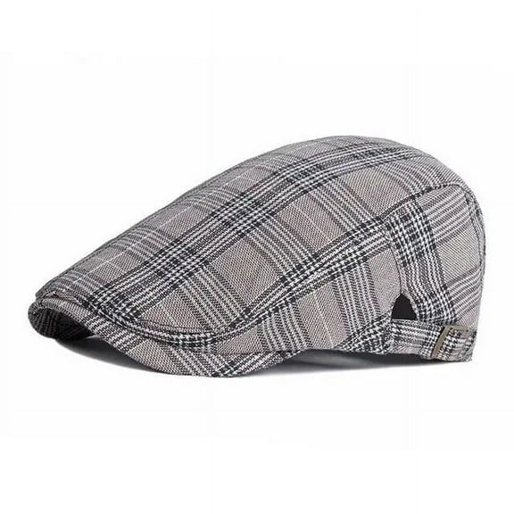 SikaFu Cotton Spring Summer Plaid Newsboy Caps Flat Peaked Cap Men and Women Painter Beret Hats 77
