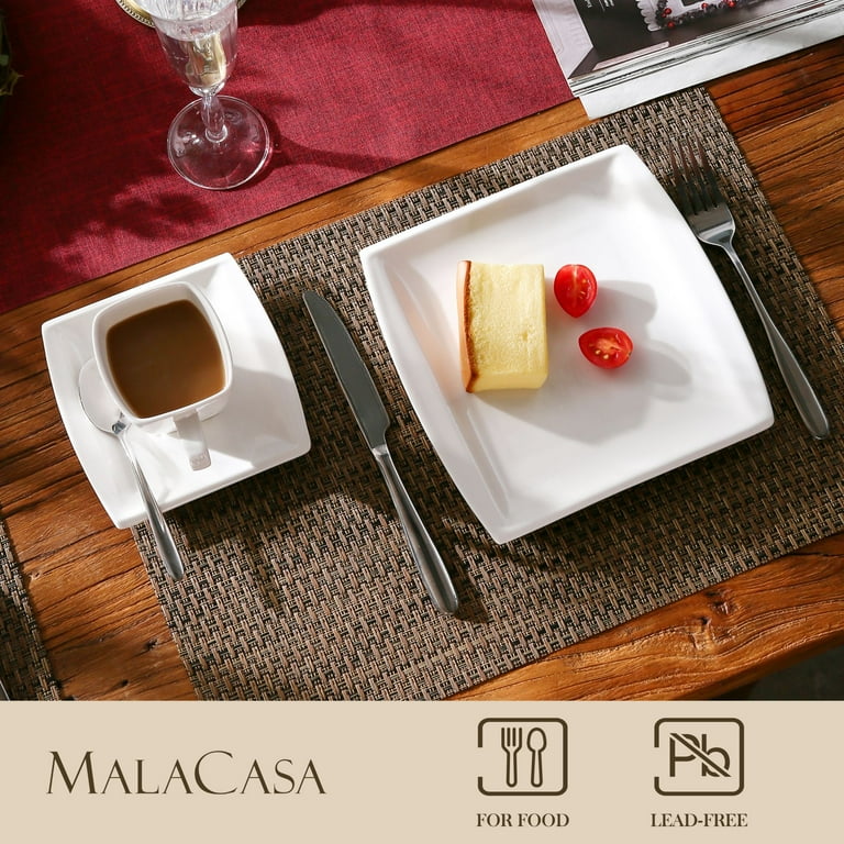 MALACASA Series Blance 6-Piece Ivory White Porcelain Dinnerware