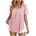 thumbnail image 1 of Yuyuzo Hauts de Sortie pour Femmes T-Shirts à Manches Courtes Col Rond T-Shirts Côtelés Extensibles Ajustés Basiques, 1 of 1