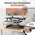 thumbnail image 4 of JOY worker Standing Desk Converter, 32" Wide Height Adjustable Sit Stand Up Desk Riser with Keyboard Tray, Desktop Workstation Riser for Home Office Computer Laptop, Particle Board, Black, 4 of 4