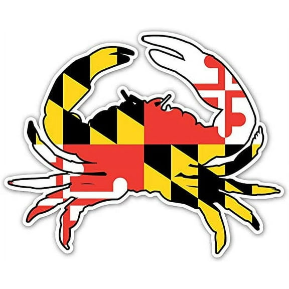Maryland Crab State Flag Bumper Sticker Decal 4x5 in
