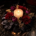 thumbnail image 5 of Sahpxhe Small Burgundy Rose Black Leaves Wreath Halloween Decoration,Artificial Fall Table Centerpiece for Thanksgiving Home Kitchen Table Centerpieces Wall Decor,8.66x8.66x2.36in Black-B, 5 of 6