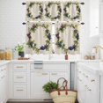 thumbnail image 3 of Summer Grape Wreath Kitchen Curtains Valances 3 Piece Set, Retro Watercolor Purple Grapes Green Leaf Linen Rod Pocket Tier Curtain and Valance Drapes for Small Window 36 Inch Length for Bedroom Cafe, 3 of 9