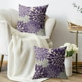 thumbnail image 3 of Purple Flower Pillow Covers 18X18 Inch Set of 2, Grey Gray Dahlia Floral Spring Summer Cream Decorative Throw Pillow Covers Outdoor Modern Farmhouse Cushion Case for Home Couch Sofa Bed Decor, 3 of 5