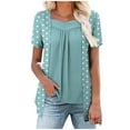 thumbnail image 2 of LADIGASU Women's Printed Fake Two Piece Short Sleeve Round-Neck Blouses Top, 2 of 7