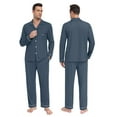 thumbnail image 3 of Airmenty Men's Pajama Set Lightweight Sleepwear Button Up Sleepwear Soft Comfy Pjs Set with Pockets, 3 of 7