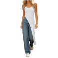 thumbnail image 2 of IUYRTFE Women's Square Neck Sleeveless Asymmetrical Hem Long Tank Top Slim Fit Casual Summer Tunic, 2 of 7