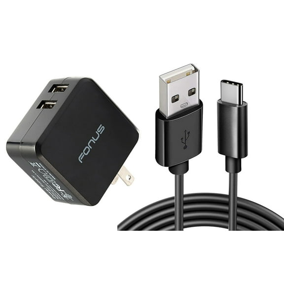 17W Home Charger for Motorola Moto G Power 5G (2025) - 2-Port USB 3.4A Type-C Cable 6ft Power