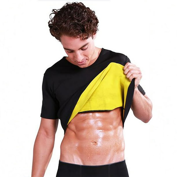 Men Workout Sauna Suit Neoprene Short Sleeve Sweat Shirt Body