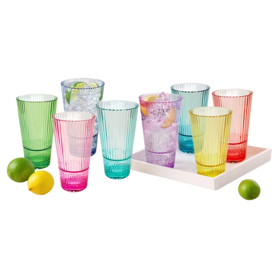 Multi Color Plastic Drinkware Set, 8-piece