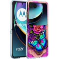 thumbnail image 1 of wonima11 Case for Motorola Razr 2025, Blue Butterfly Flowers Rose Design | Shockproof | Anti-Scratch | Solid Hard Case | Protective | Phone Cover, 1 of 1