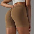 thumbnail image 6 of YDKZYMD Womens Workout Shorts Scrunch Butt Lifting Crossover V Cross Ribbed Short Seamless High Waist Yoga Compression Leggings Running Biker Booty Stretchy Sport Shorts Brown 2XL, 6 of 6