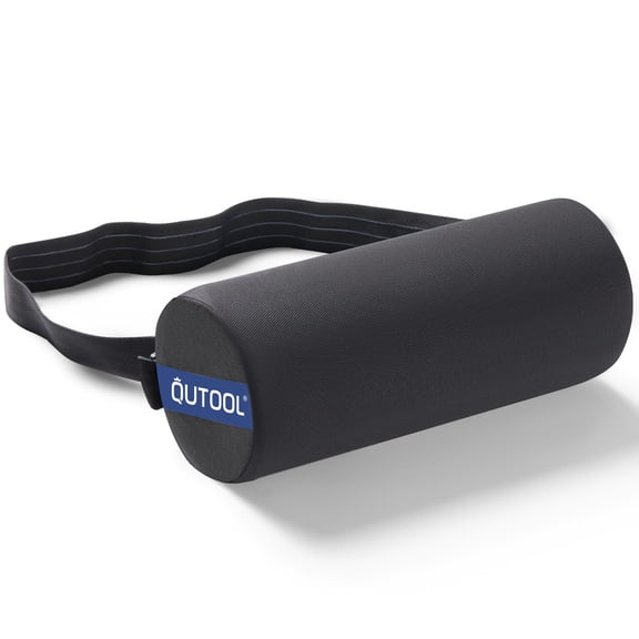 Qutool Lumbar Roll Pillow, Memory Foam Ergonomic Backrest, Back Pillow for Office Chair, Desk, Car Seat, Washable Cover, Black