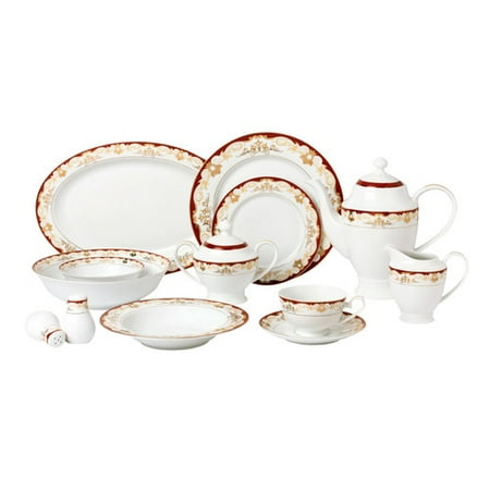 Florentine Bone China - Lorren Home Trends La Luna Bone China 57 Piece Dinnerware Set, Service for 8