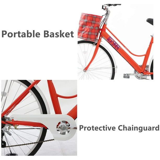GINHAI 26 Inch Beach Cruiser Bikes Shimano 7 Speed Womens Cruiser