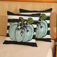 thumbnail image 2 of Fall Pillow Covers 20x20 Inch Pack of 2 Teal Blue Pumpkin Leaf Stripes Fall Decor Pillowcase Autumn Thanksgiving Decorative Outdoor Throw Pillow Covers Linen Farmhouse Cushion Case for Sofa Home, 2 of 6