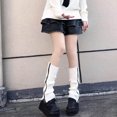 thumbnail image 5 of Odeerbi Slouch Socks For Women Leg Warmers Kawaii Wool Ball Knit Long Loose High Socks White, 5 of 6