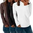 thumbnail image 3 of Comdrip Women Fall Clothes, 3 Pack Long Sleeve Shirts for Women Women's Fashion Casual Soft Basic Tee Tops Fall Outfit Clothes Mock Turtleneck for Women White 4XL, 3 of 5