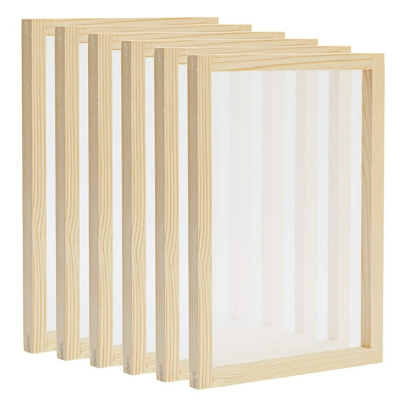 6 Pack Wood Silk Screen Printing Frame Kit for Beginners and Kids, 10x14 Wood Frame, 110 White Mesh