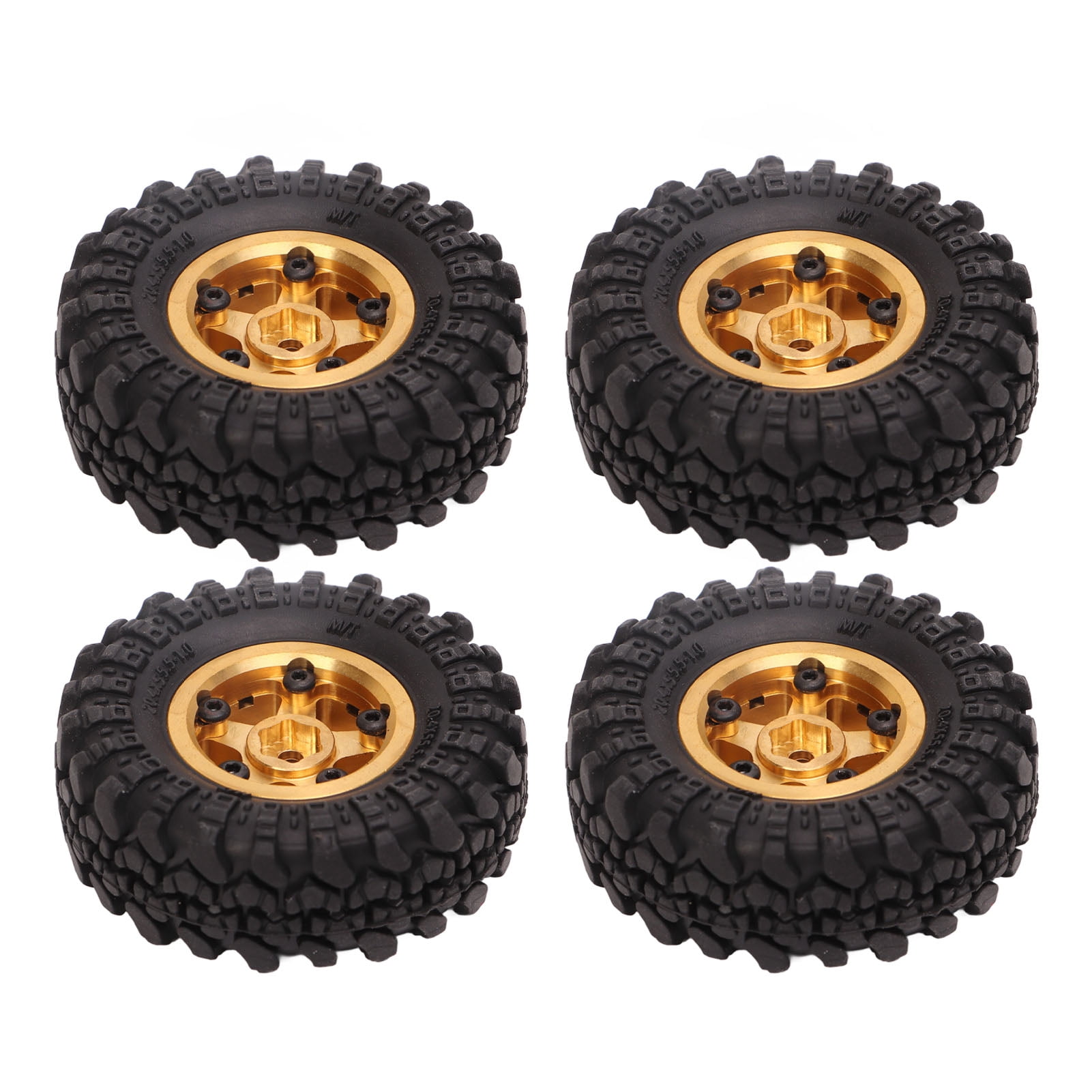 TREETDOBV 4pcs 1 Pouce RC Pneus, Laiton Moyeu De Roue en Caoutchouc RC Voiture Pneus pour