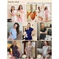 thumbnail image 2 of Ekouaer Pajamas for Women Set Button Up Pjs Ruffle Sleeve Sleepwear Notch Collar Bride Soft Pj Lounge Sets, 2 of 6