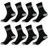 8 Pairs Usa CREW Mens Solid Sports Socks Cotton 10-13 Black Athletic Long Tube