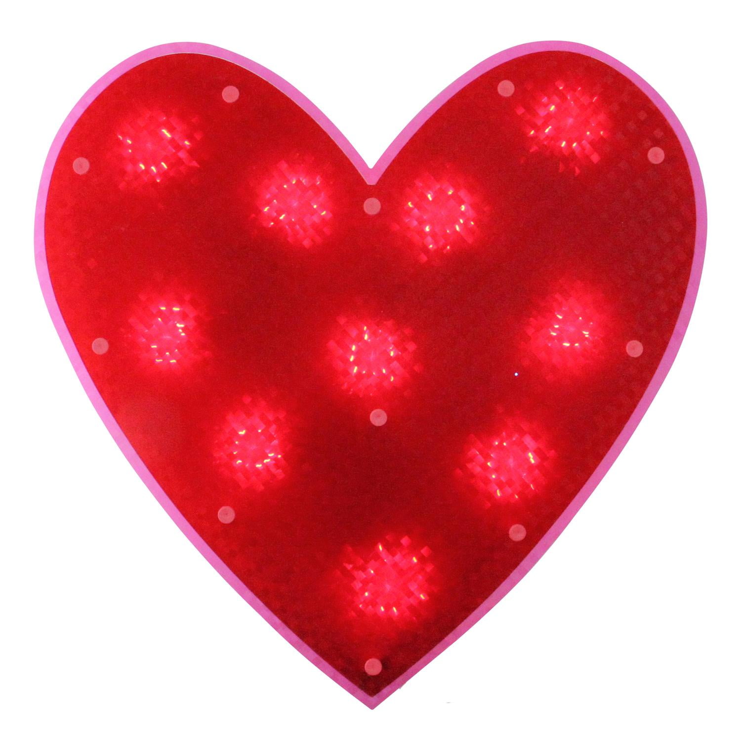 12" Lighted Valentine’s Day Shimmering Red Heart Window Silhouette