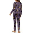 thumbnail image 5 of HELLHERO Halloween Sleepwear Set for Women Witch Cat Printed Drawstring Pajama Crewneck Loungewear Moon Star Printed Pjs Set for Home, M, 5 of 5
