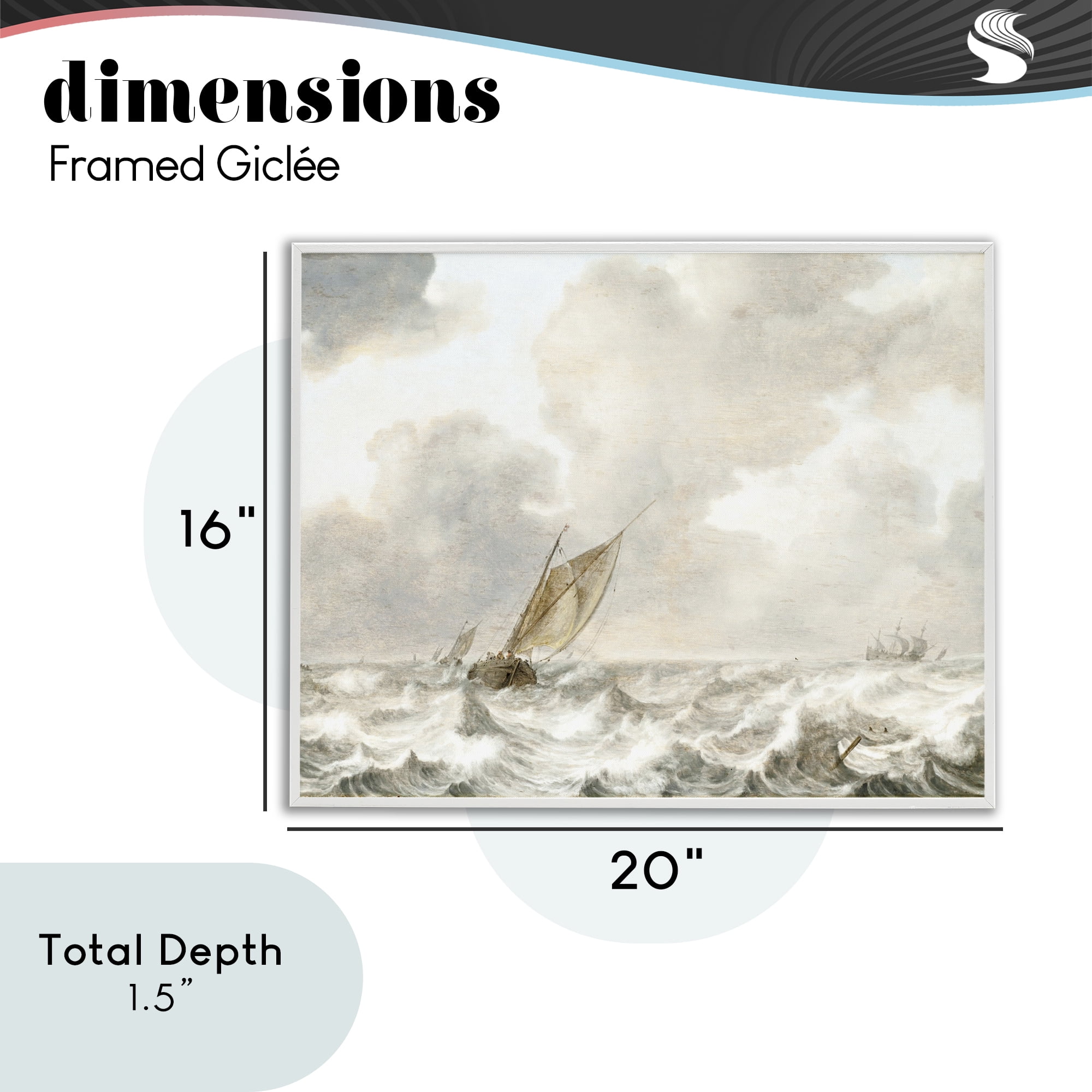 Stupell Industries Vintage Stormy Seas White Framed Giclee Art, design by Leah Straatsma