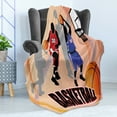 thumbnail image 4 of Basketball Soft Flannel Fleece Blanket, Basketball Action Players on Abstract Background Classical Poster Style Print, Cozy Plush for Indoor and Outdoor Use, 50" x 70", Orange Black, by Ambesonne, 4 of 5