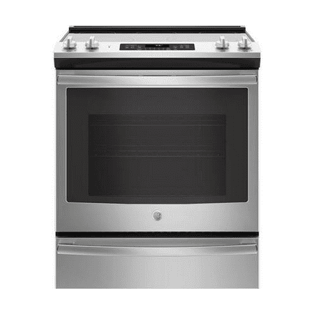 GE - 5.3 Cu. Ft. Slide-In Electric Convection Range - Stainless steel