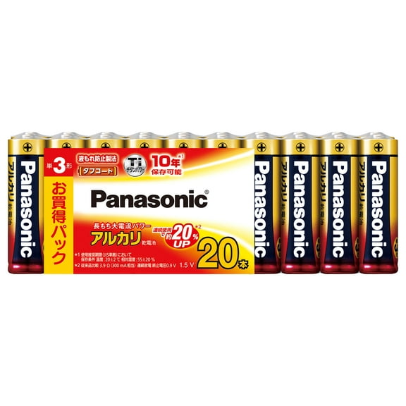 Panasonic Alkaline Batteries AA 20 Pack LR6XJ/20SW