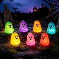 thumbnail image 5 of CQCYD8Pcs Mini Glow in The Dark Ghost Figurines, 3 Pack 2 Inch Tall Halloween Decorations, Resin Ghost Statue for Shelf Table Mantel Spooky Party Favors, 5 of 10