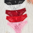 thumbnail image 5 of LIZUOJUN Under $3 Underwear Women Breathable Hipster Cheeky Scalloped Edge Silky Lace Bowknot Hollow Thong Bikini Briefs Multicolour XS,S,M,L, 5 of 8