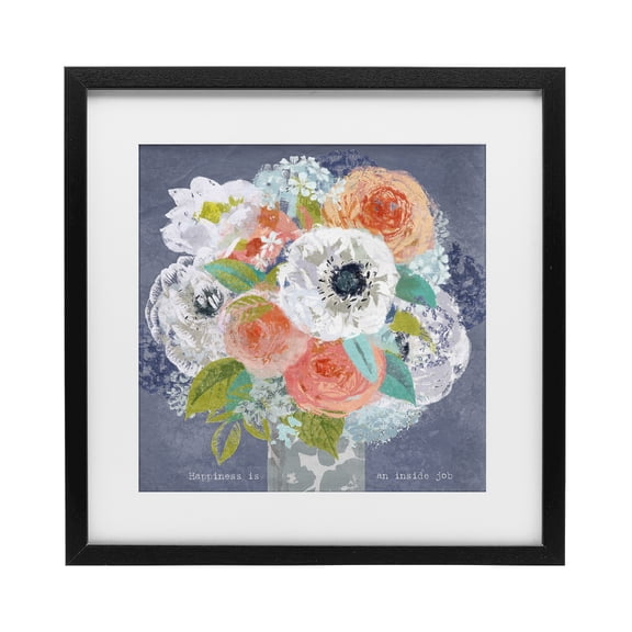 Stupell Industries French Country Happiness Is An Inside Job Black Framed Print Under Glass, 13 x 13, by Suzanne Nicoll