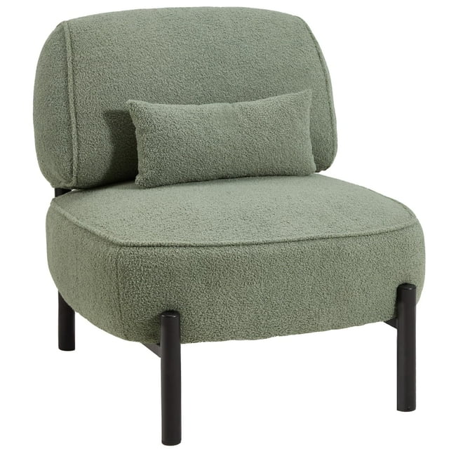 AECOJOY Chaise d'Appoint Sans Accoudoirs, Côté Rembourré pour Salon et Balcon, Vert Teddy