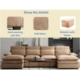 thumbnail image 3 of Tabaray Modern Towelling Polyester Comfortable Deap Seats U Shaped Modular Sofa With Pillows, Brown, 3 of 9