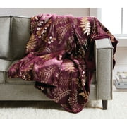 Better Homes & Gardens Oversized Velvet Plush Throw Blanket, 50" x 70", Metallic Leaves