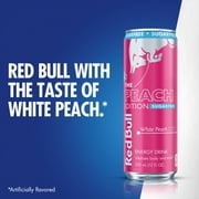 Red Bull Peach Edition Sugarfree Energy Drink, White Peach, 12 fl. oz. can, 114mg Caffeine