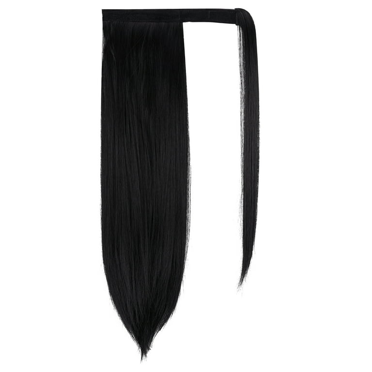 Dodoing 20 24 28 inch Hair Pieces for Women Long Straight/Curly Wave Ponytail Extension Fake Hair Drawstring Ponytails for Black Women Human Hair