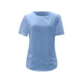 thumbnail image 4 of DuoJiaJ Women's Elegant Lace V Neck Short Sleeve Solid Tops Shirt Blouse Blue M, 4 of 4