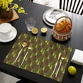 thumbnail image 3 of Green Bigfoot and Tree Pattern Summer Placemats Table Placemats Set Of 6-Linen Kitchen Washable Placemats Table Mats 11.8"x17.7" Non-Slip Heat Resistant, 3 of 5