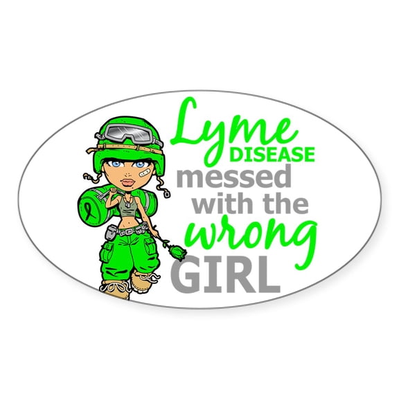 CafePress - Lyme Disease Combat Girl - Sticker (Oval)